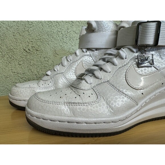 Size 7.5 - Nike Lunar Force 1 Sky Premium High Triple White W 654850-101 - Picture 8 of 12
